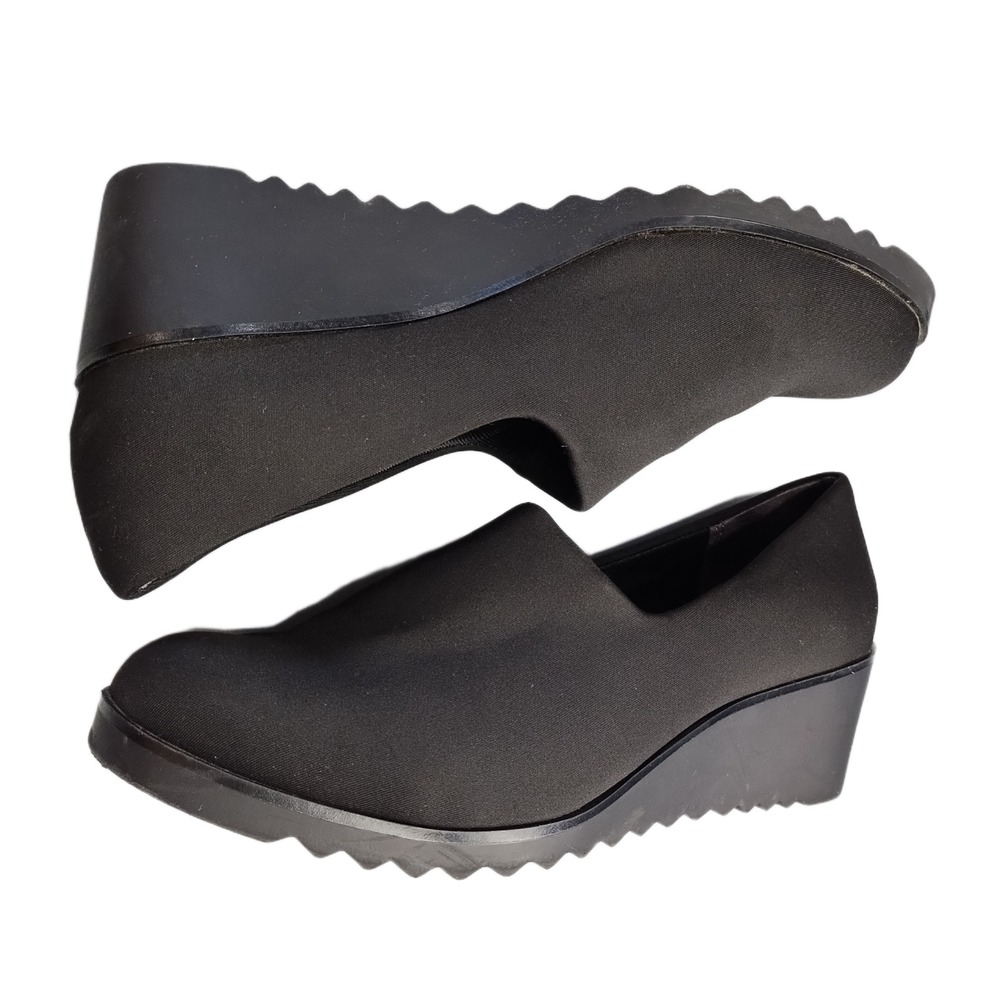 LifeStride Ziva Wedge Loafers Womens US 9.5M Black Soft System Shock Absorption